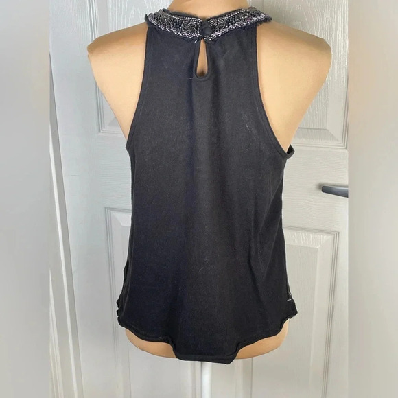 FREE PEOPLE • Black High Neck Beaded Tank Top Small - Picture 8 of 9